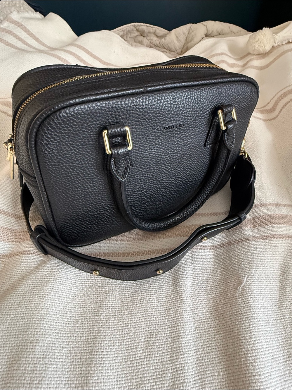 Angela Roi Barton duffle Black vegan Leather Crossbody Satchel